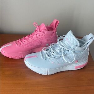 Kids High-Top Athletic Shoes - Pink & White